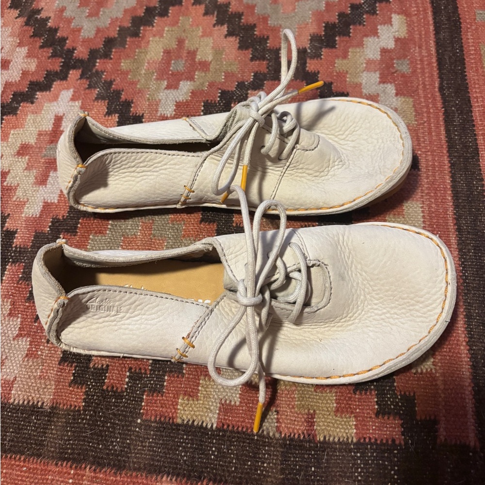 Clarks Originals Cream Leather Shoes